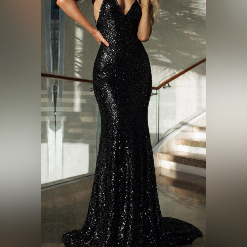 Black Sequin Prom Dress